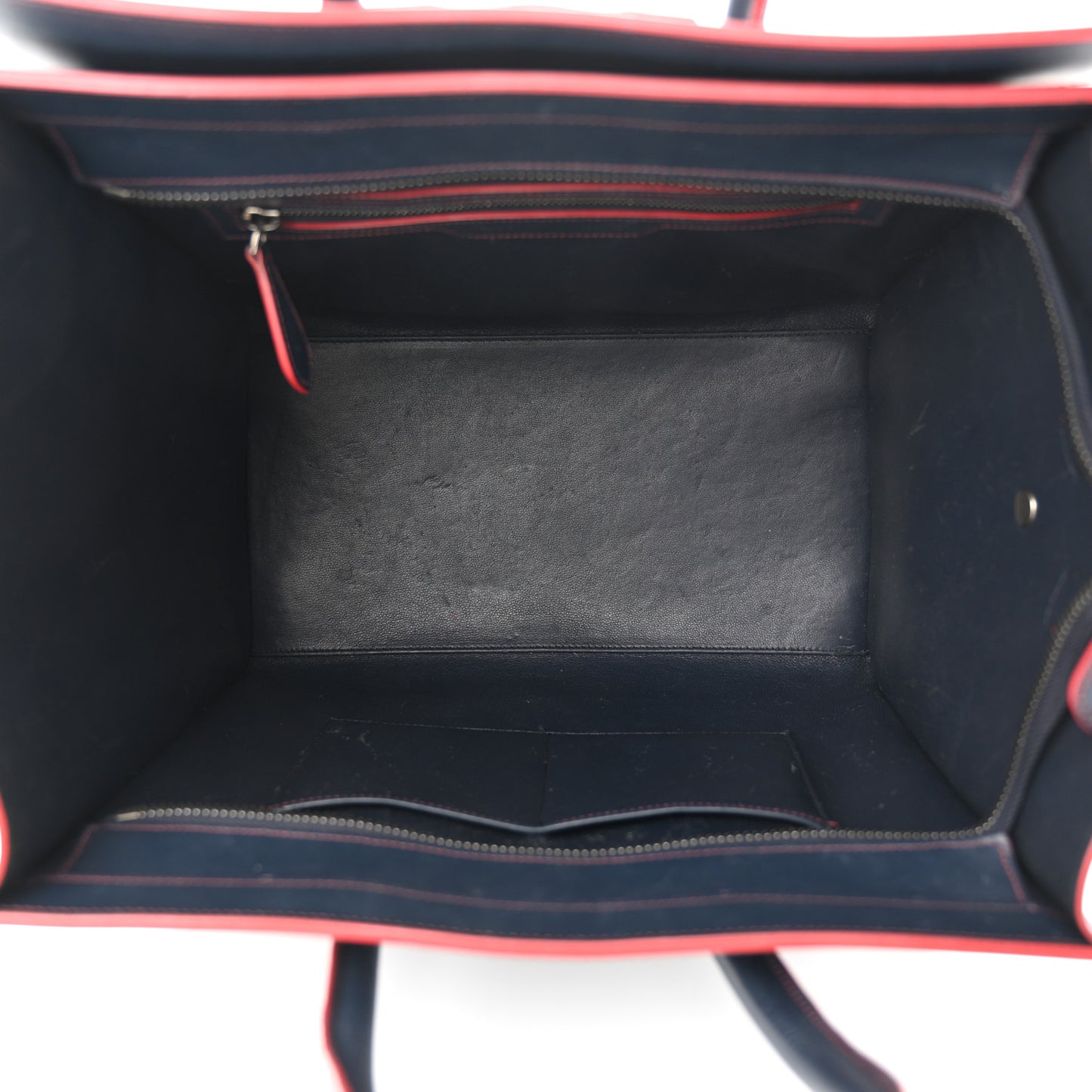 Satin Debossed Calfskin Mini Luggage Navy Blue