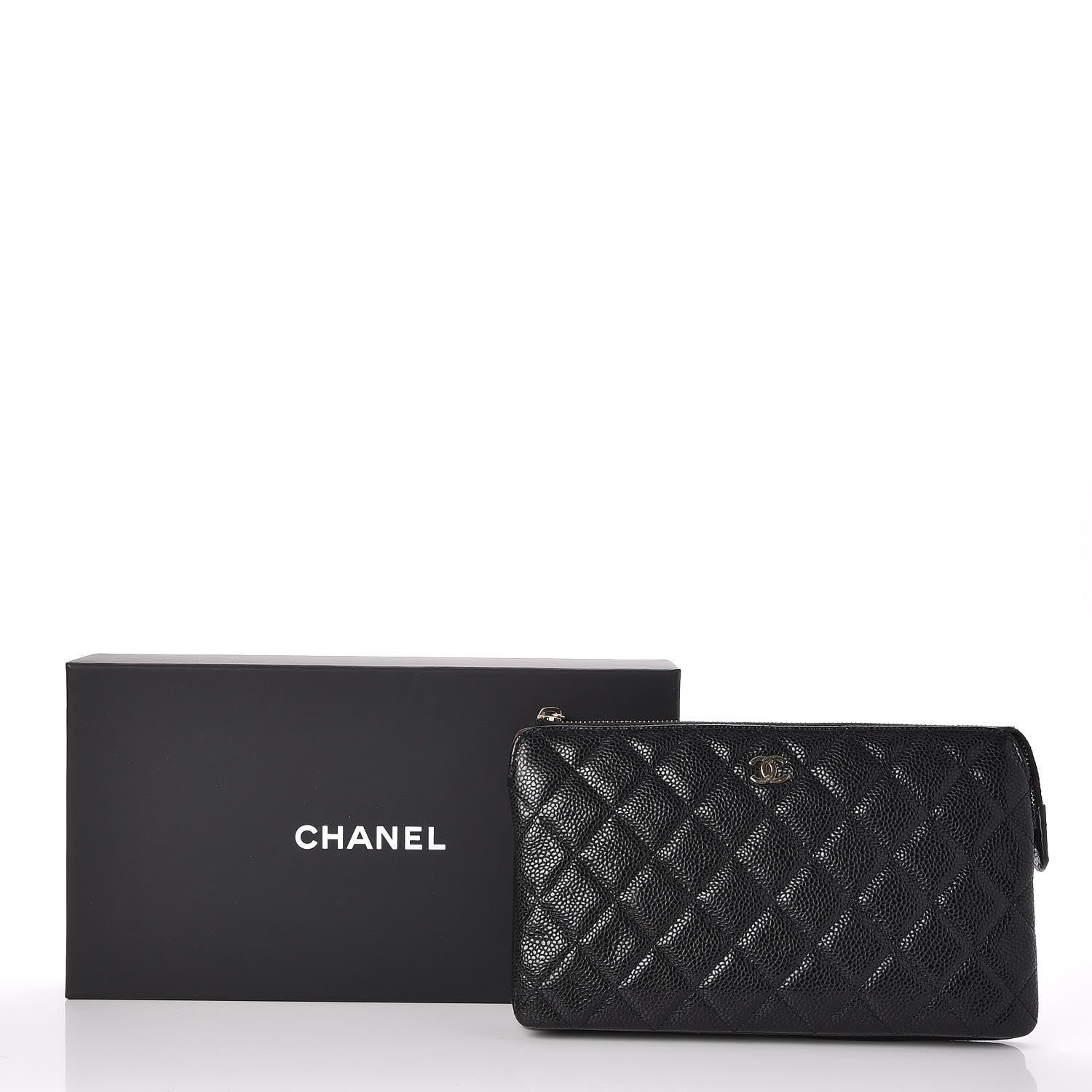 Chanel Caviar Quilted Large Zipped Clutch Black 9 of 9