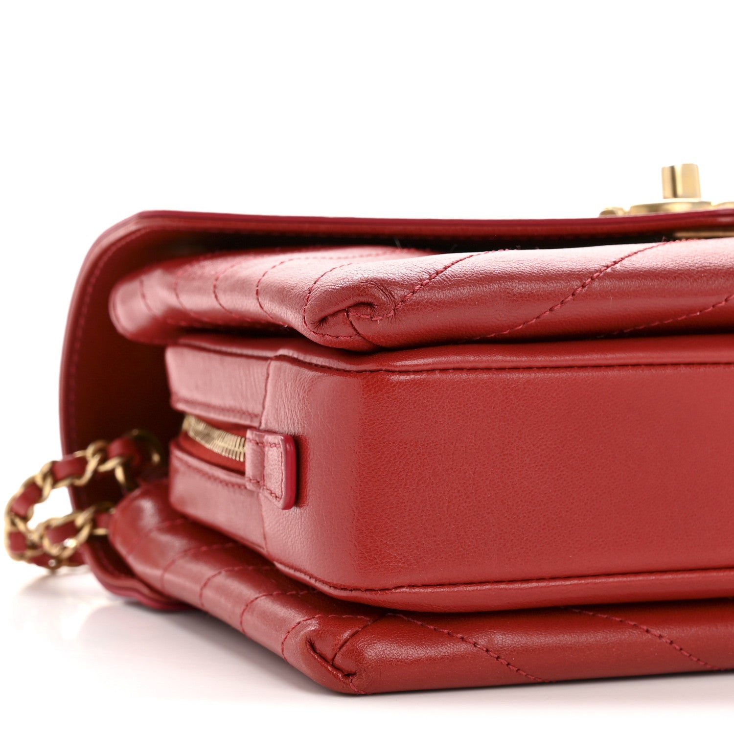 Chanel Lambskin Chevron Stitched Envelope Flap Bag Red 9 of 13