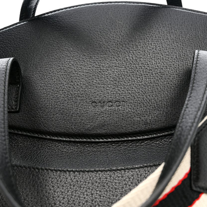 Gucci Grained Calfskin Web Crystal Butterfly Stripe Large Totem Top Handle Bag Black 9 of 11