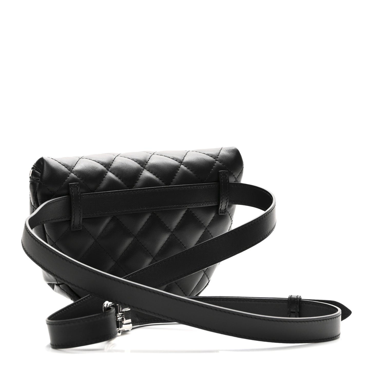 Calfskin Quilted Waist Belt Bag Black