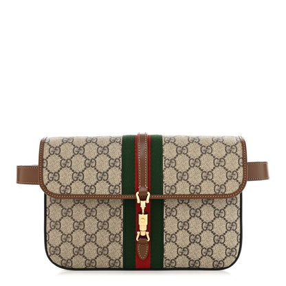 Gucci GG Supreme Monogram Azalea Calfskin Web Jackie 1961 Belt Bag 100 40 Beige Ebony Brown Sugar 1 of 11