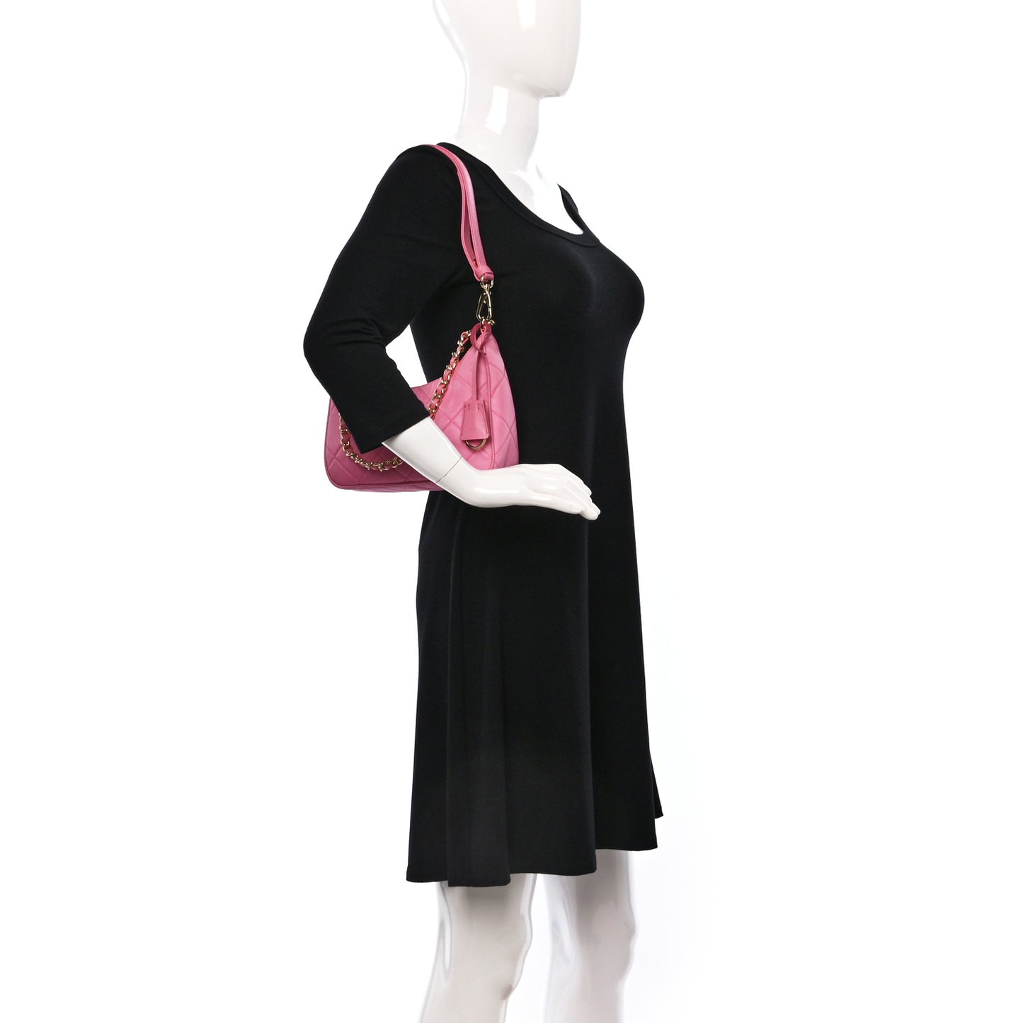 Re-Nylon Saffiano Stitched Mini Re-Edition 1995 Chaine Shoulder Bag Begonia
