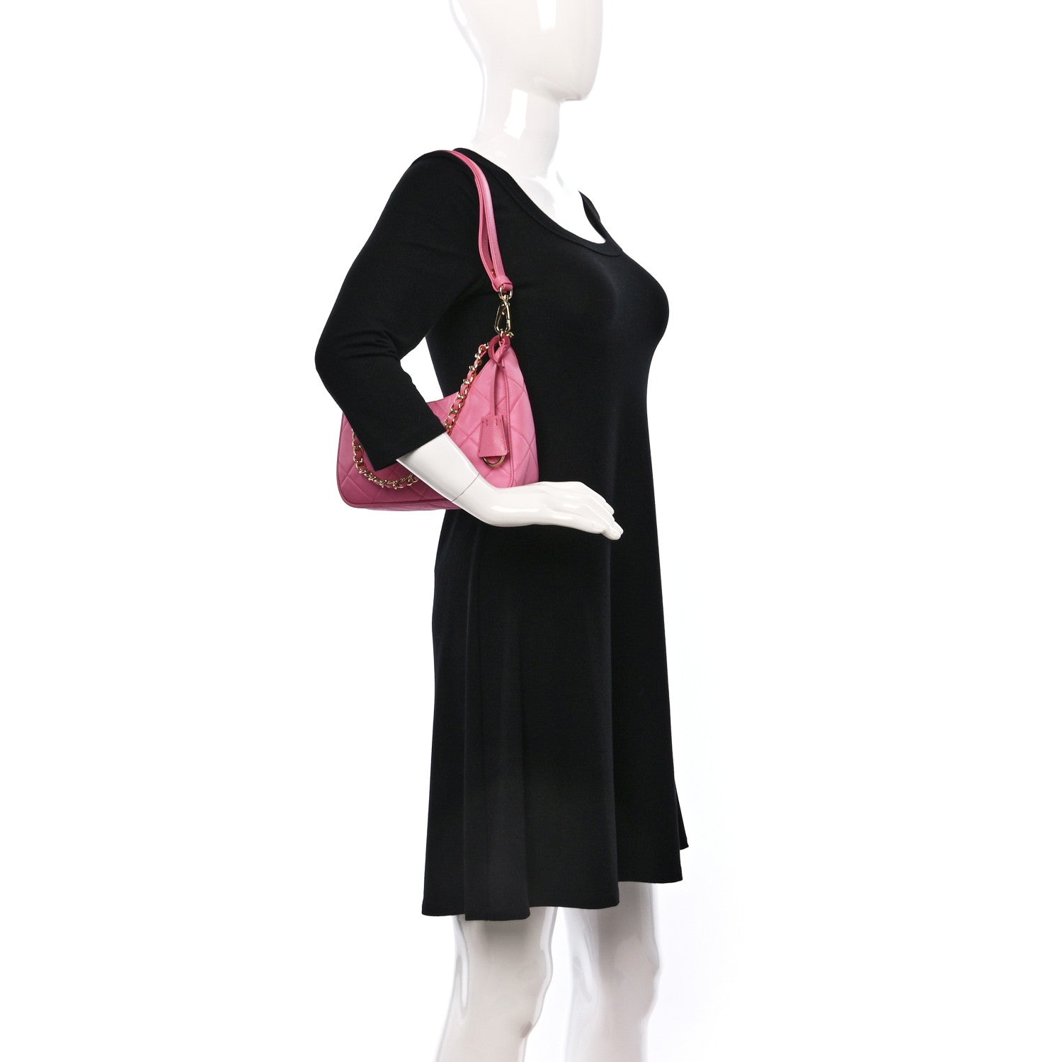 Prada Re-Nylon Saffiano Stitched Mini Re-Edition 1995 Chaine Shoulder Bag Begonia 2 of 8