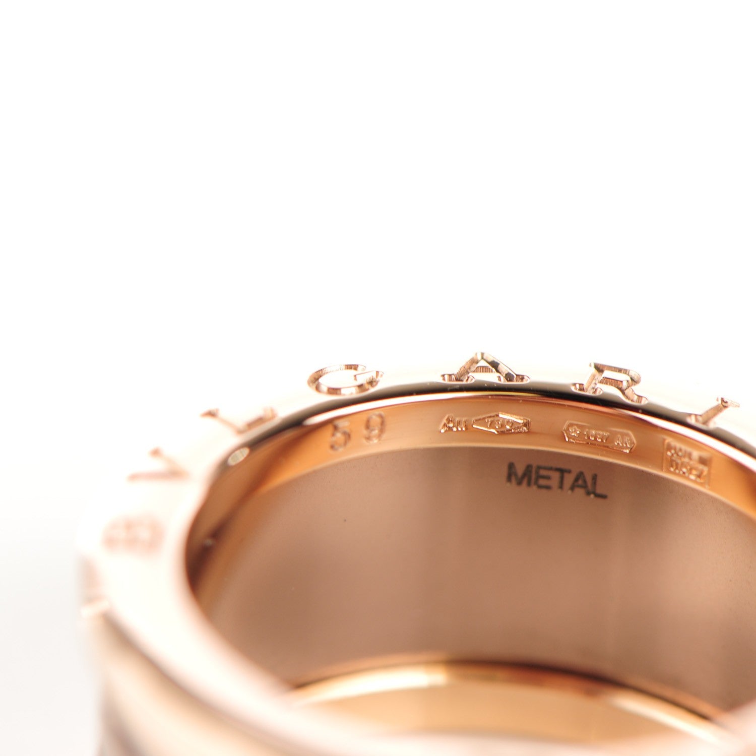 Bulgari BULGAR 18K Rose Gold Bronze Cermet Roma B.Zero1 4 Band Ring 59 9 5 of 8