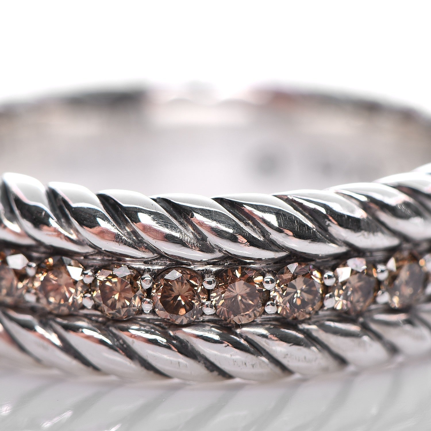 David Yurman Sterling Silver Cognac Diamond Streamline Band Ring 65.5 11.5 6 of 6