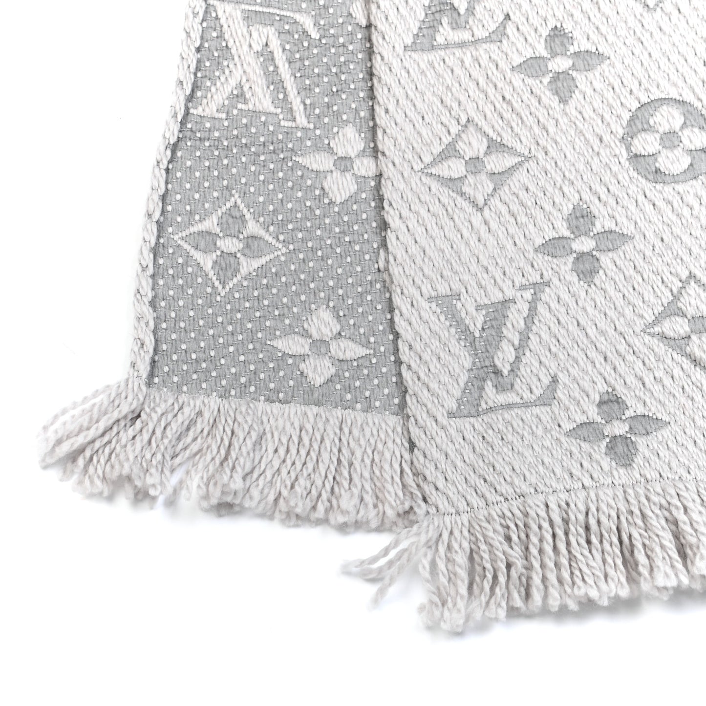 Wool Silk Logomania Scarf Pearl Grey