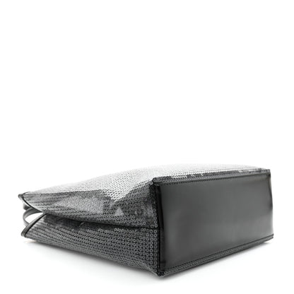 Prada Sequin Mesh Small Tote Bag Black 4 of 11