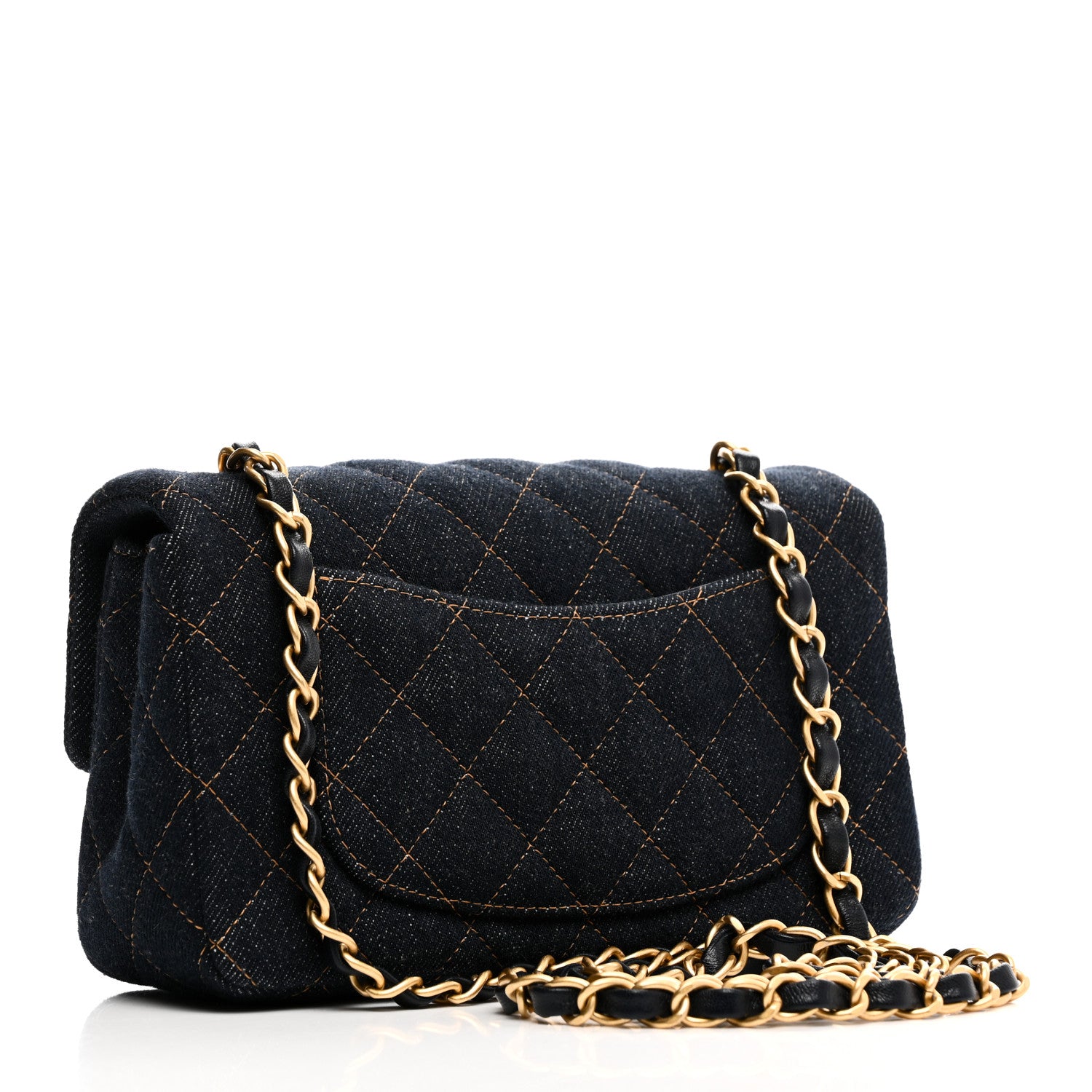 Chanel Denim Quilted Mini Rectangular Flap Dark Blue 3 of 10
