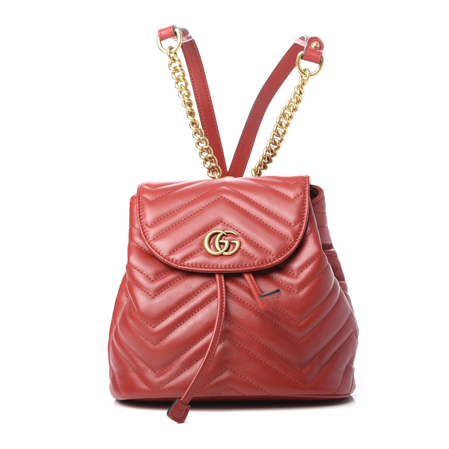 Gucci Calfskin Matelasse GG Marmont Flap Backpack Hibiscus Red 1 of 9