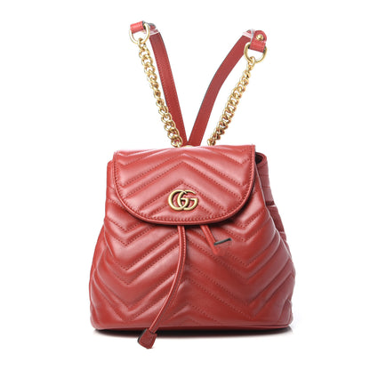 Gucci Calfskin Matelasse GG Marmont Flap Backpack Hibiscus Red 1 of 9