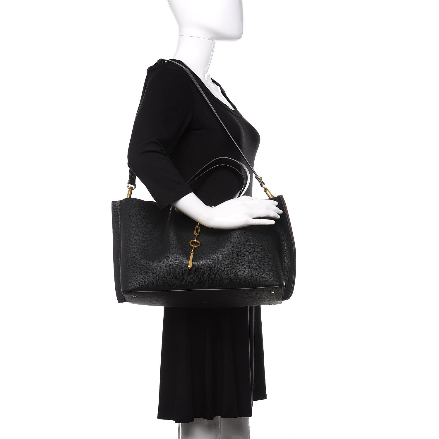 Valentino Garavani Grainy Calfskin Medium VLogo Escape Shopper Black 2 of 12