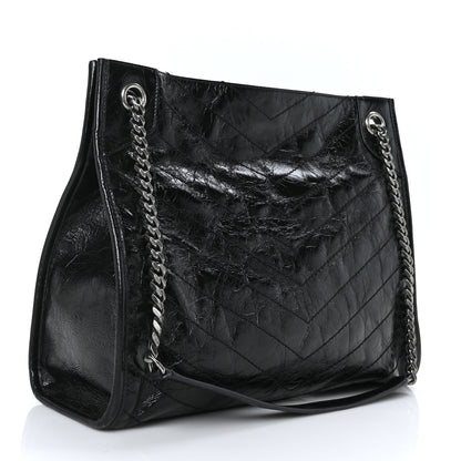 Saint Laurent Crinkled Calfskin Matelasse Monogram Medium Niki Shopper Tote Black 3 of 8