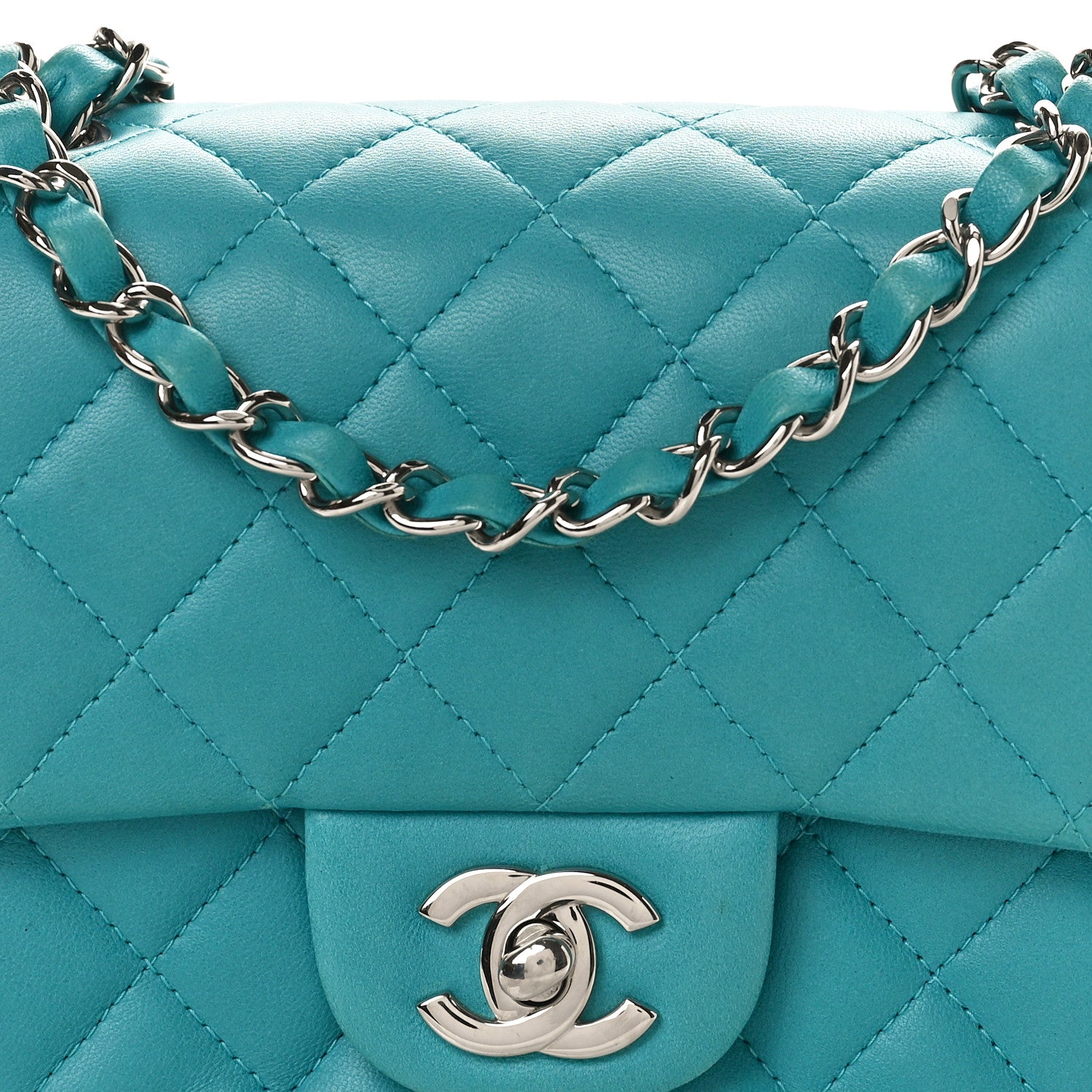Chanel Lambskin Quilted Mini Square Flap Blue 8 of 10