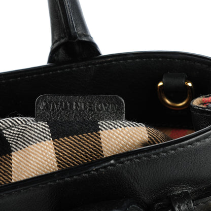 Burberry Calfskin House Check Small Banner Tote Black 8 of 8