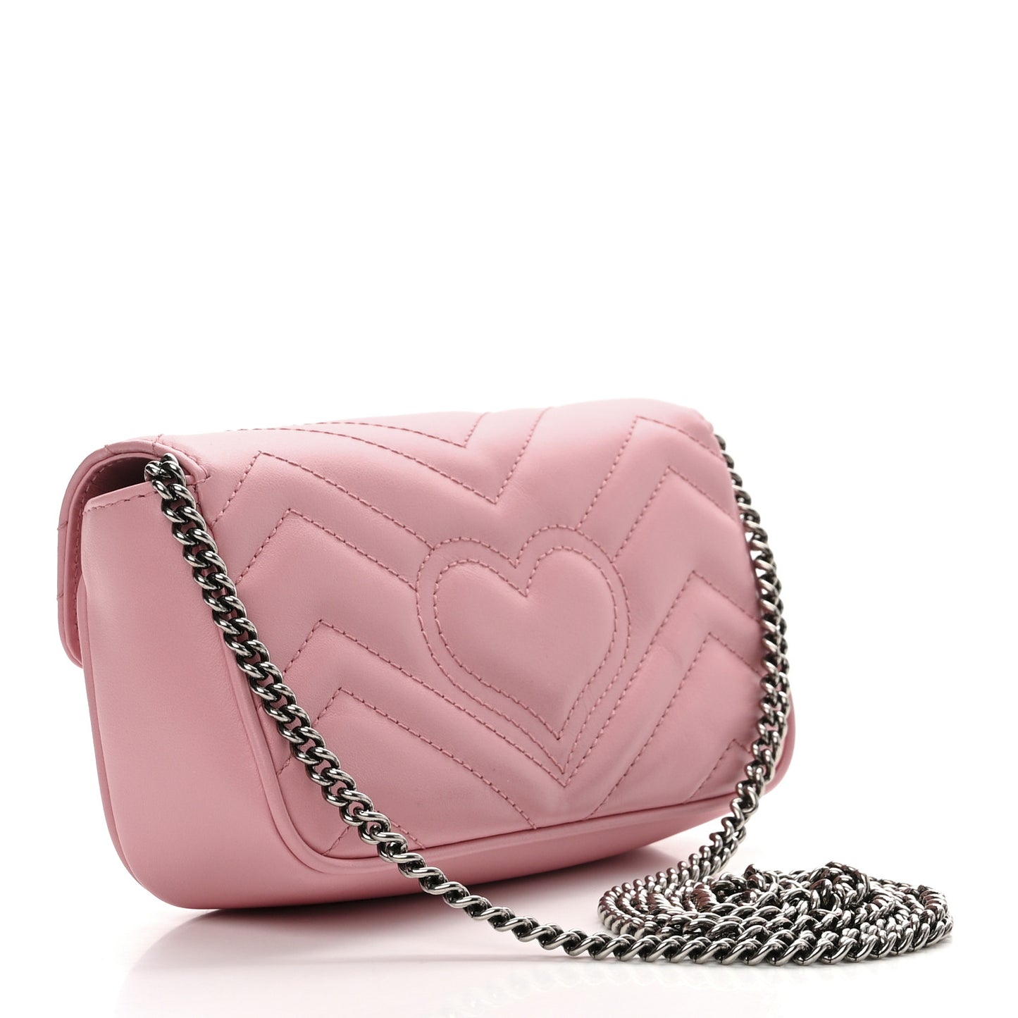Calfskin Matelasse Super Mini GG Marmont Shoulder Bag Wild Rose