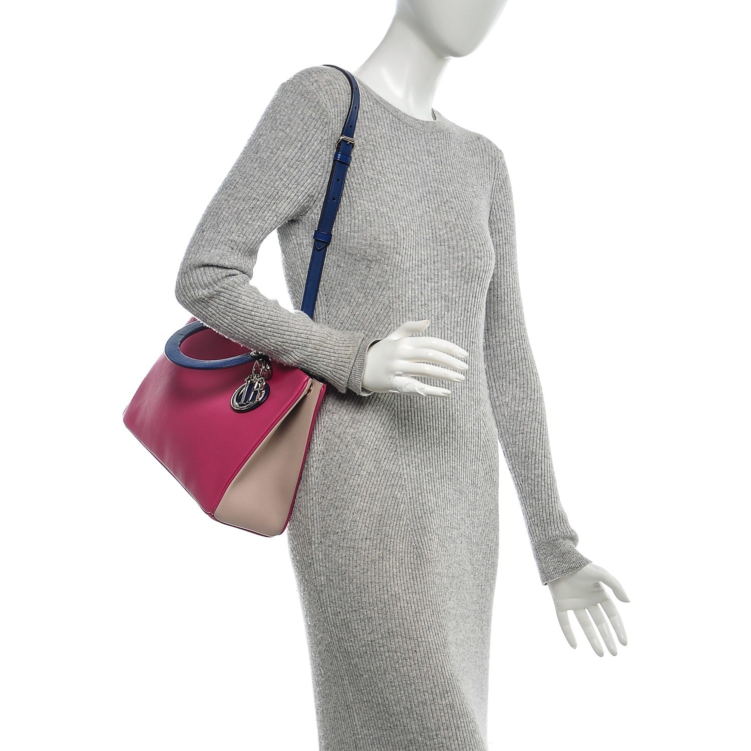 Christian Dior Smooth Calfskin Medium Tri-Color Diorissimo Fuchsia Dune 2 of 8