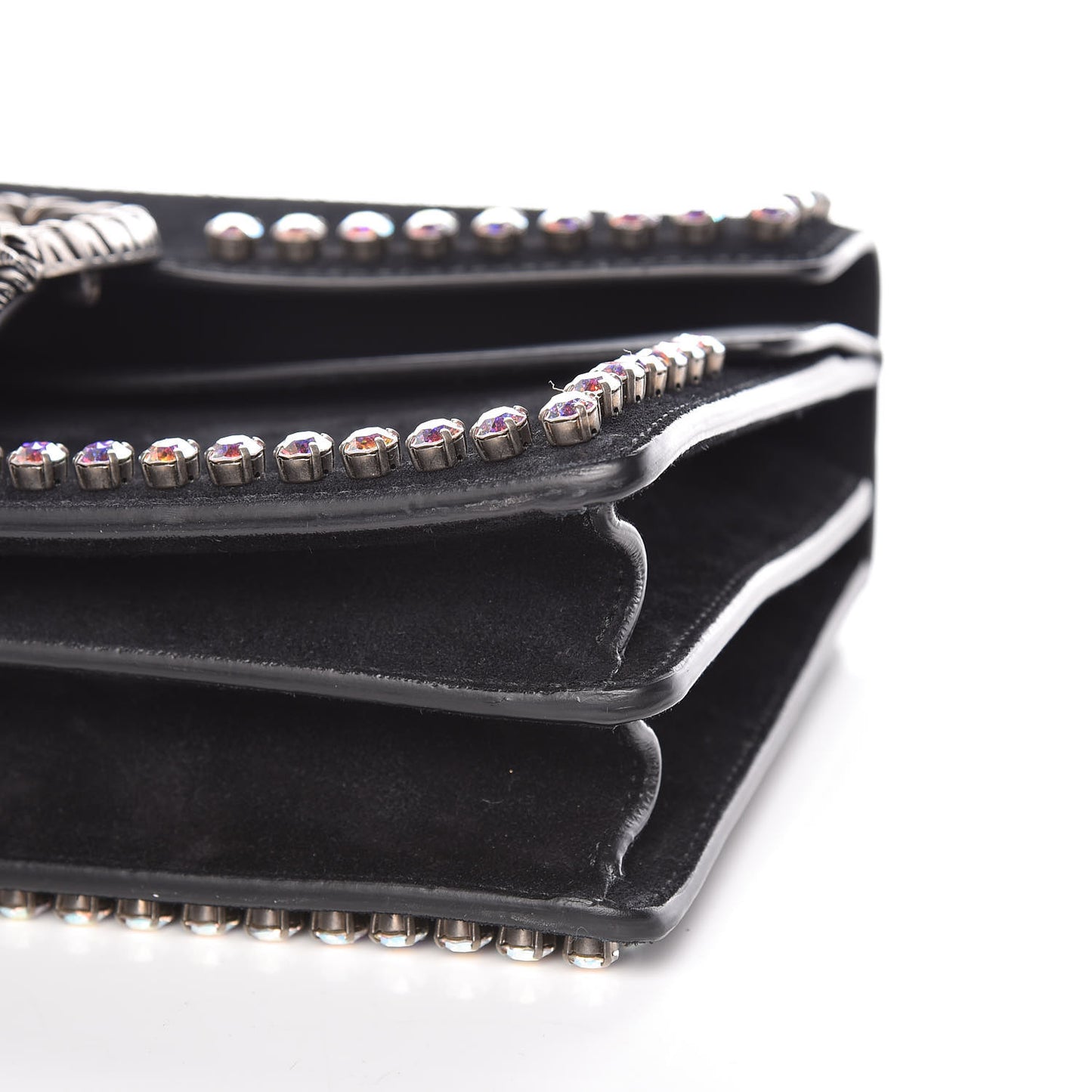 Suede Crystal Small Dionysus Shoulder Bag Black