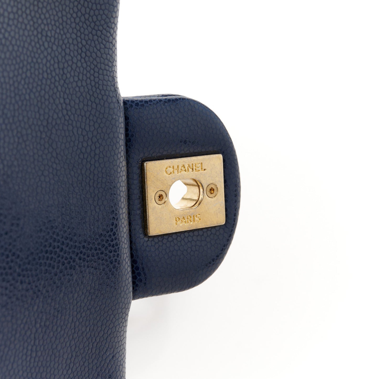 Caviar Quilted Small Twist Your Buttons Flap Blue