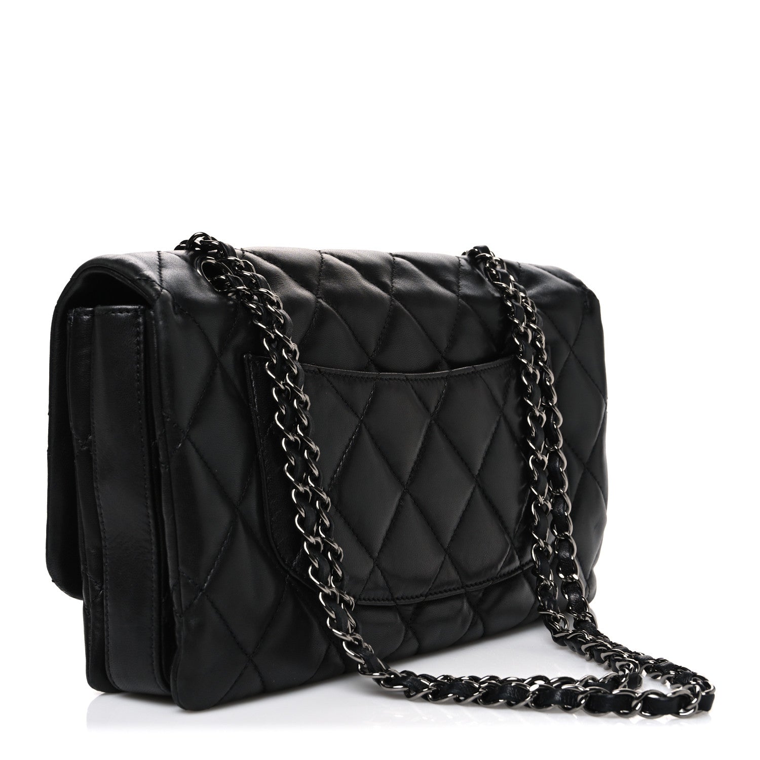 Chanel Lambskin Quilted Jumbo 3 Flap Black 3 of 10