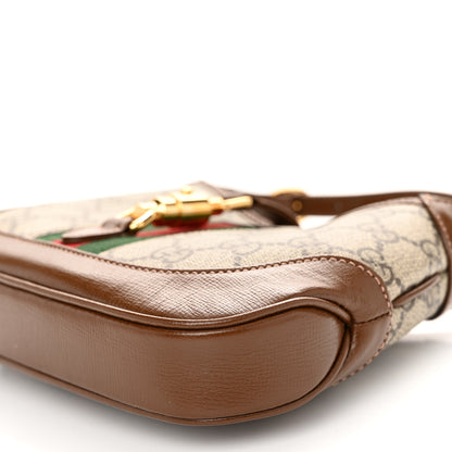 Gucci GG Supreme Monogram Azalea Calfskin Web Mini Jackie 1961 Hobo Beige Ebony Brown Sugar 9 of 9