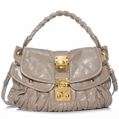 Miu Miu Lux Leather Matelasse Coffer Deserto 1 of 7