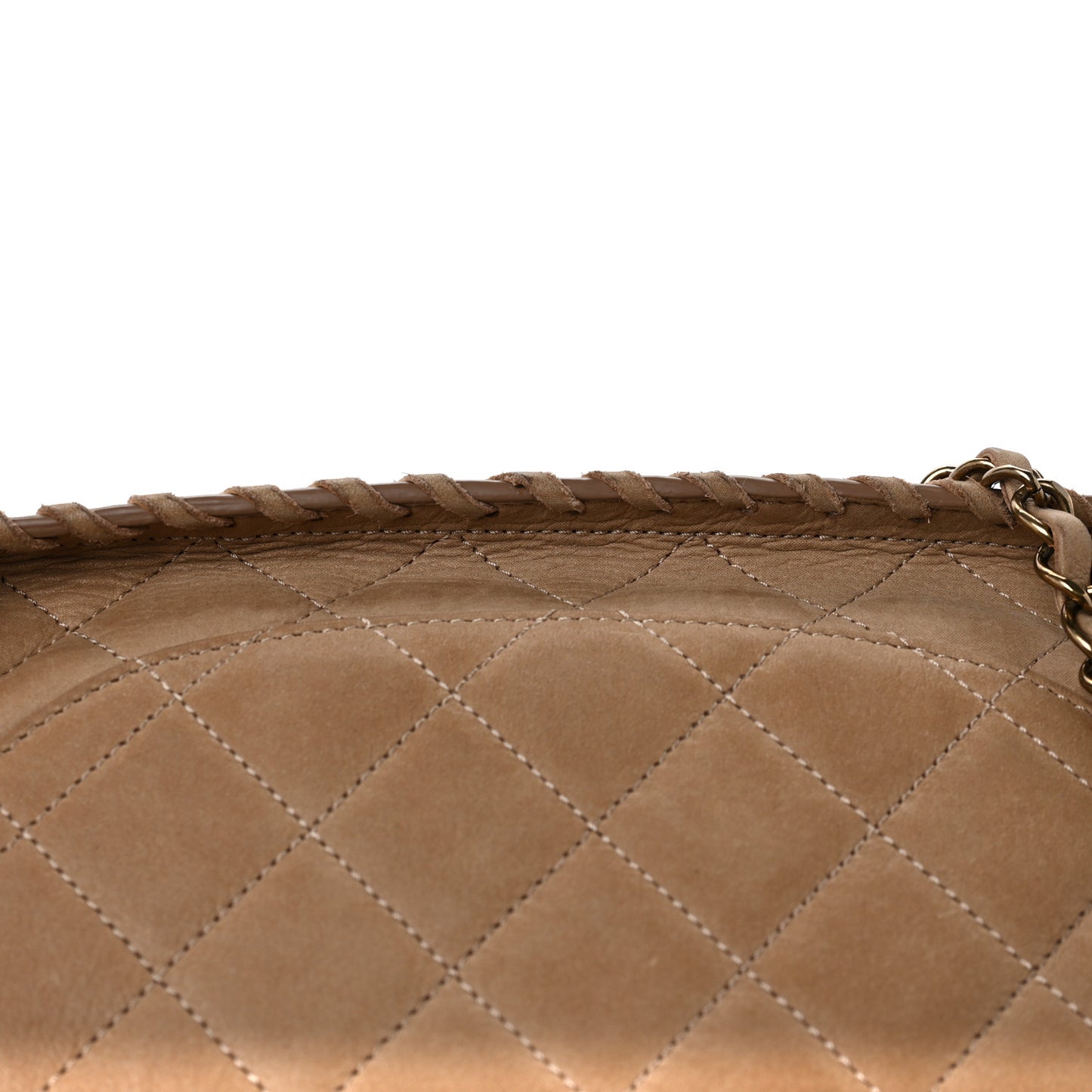 Iridescent Calfskin Jumbo Happy Stitch Flap Beige