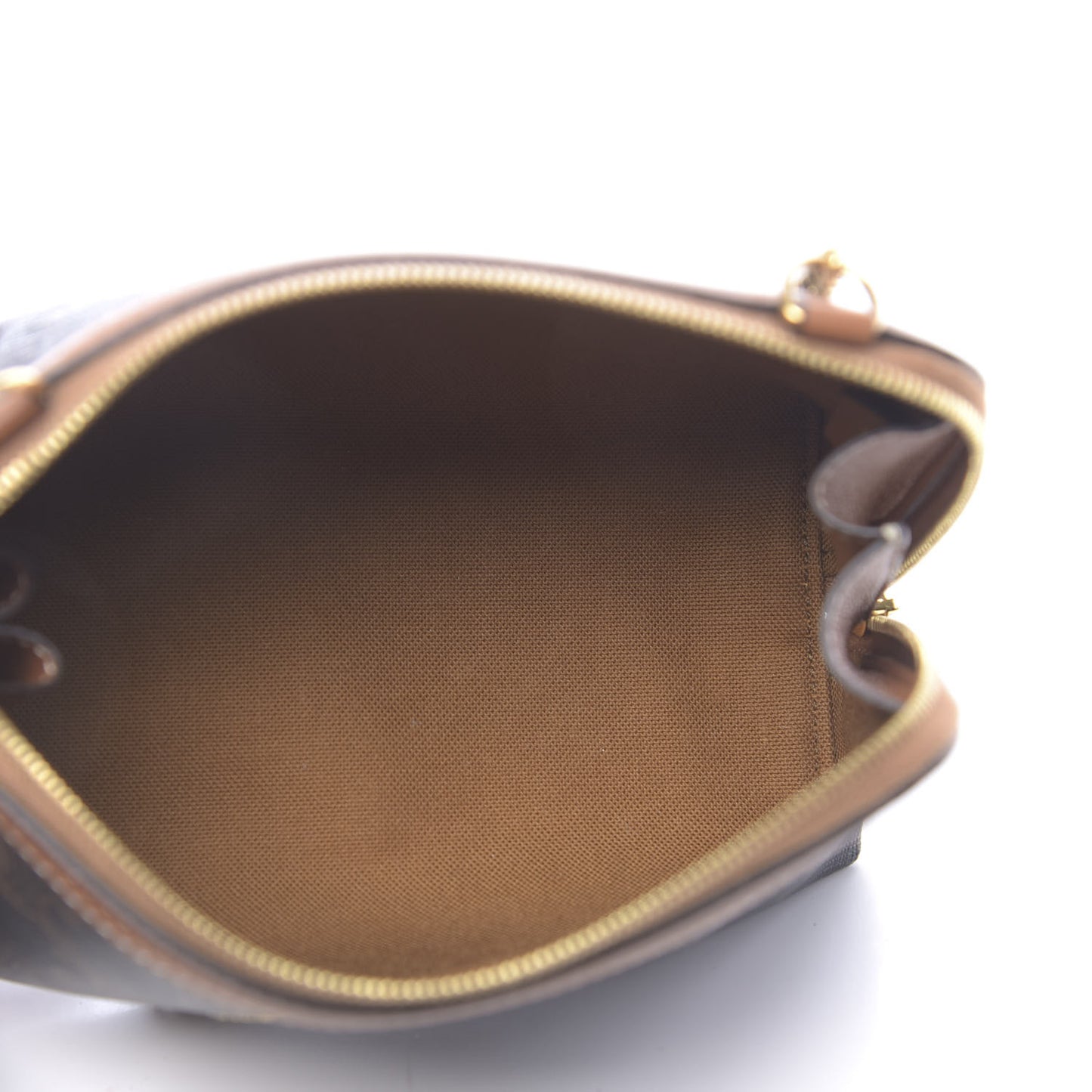 Lambskin Triomphe Canvas Embroidered Logo Clutch With Chain Tan