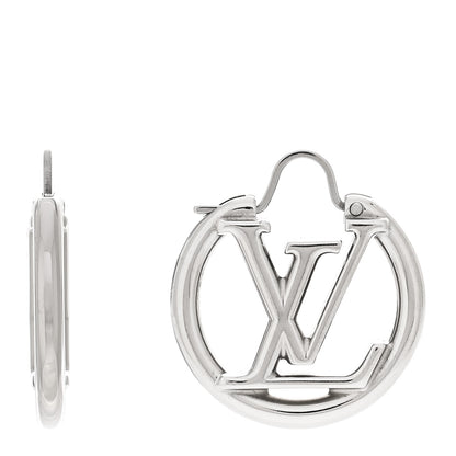 Louis Vuitton Palladium Small Louise Hoop Earrings Silver 1 of 5