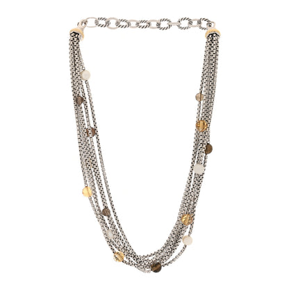 David Yurman Sterling Silver 18K Yellow Gold Cultured Pearl Citrine Smokey Quartz Multi Strand Necklace 3 of 5