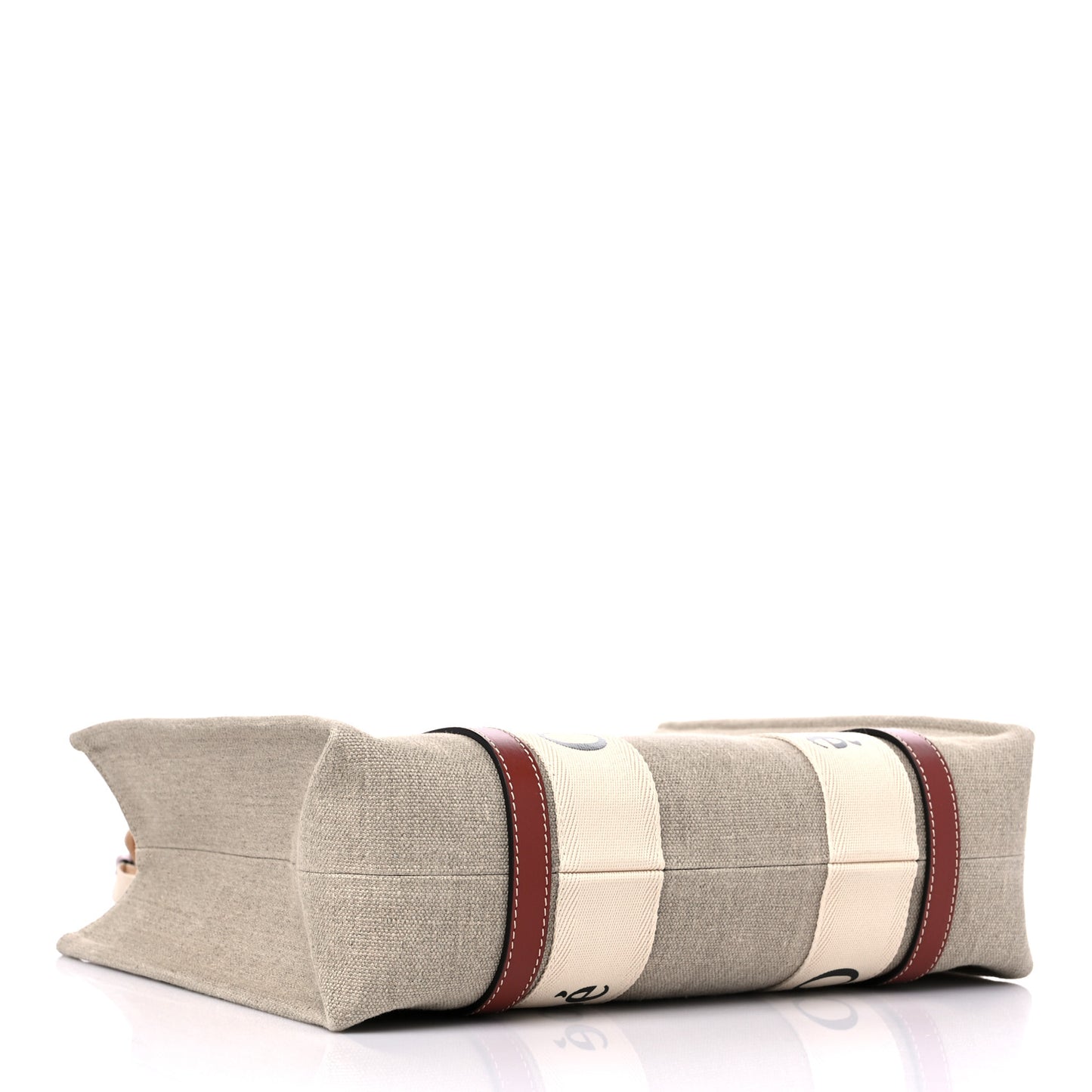 Cotton Calfskin Medium Woody Ribbon Tote White Brown