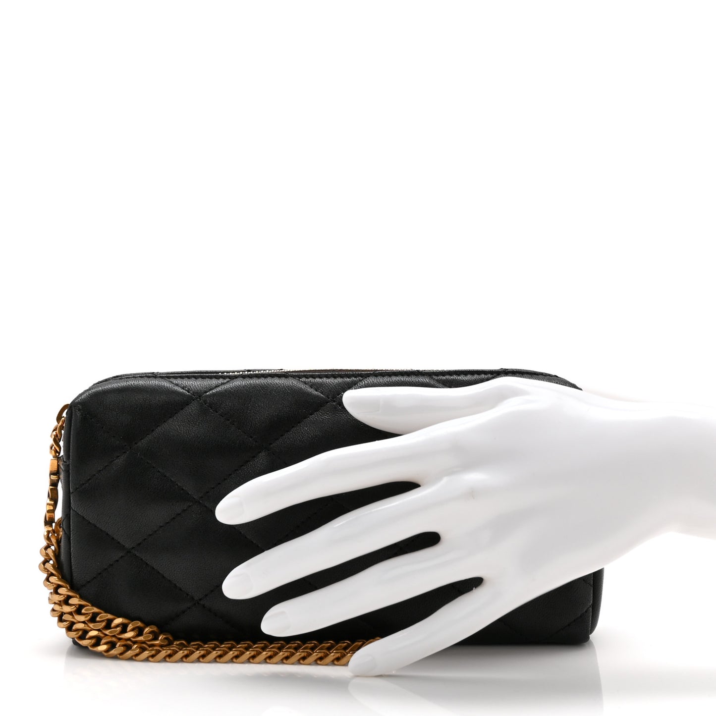 Lambskin Quilted Cassandre Bijou Pouch Black