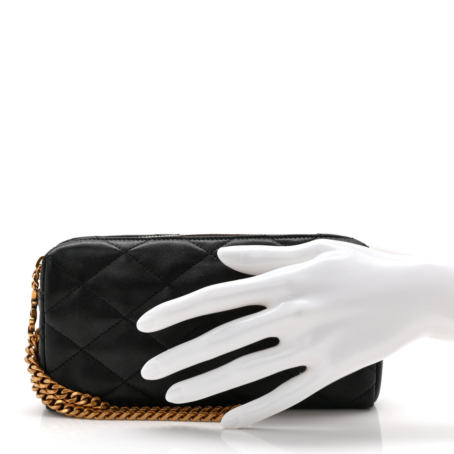 Saint Laurent Lambskin Quilted Cassandre Bijou Pouch Black 2 of 7