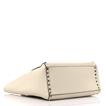 Valentino Garavani Vitello Rockstud Double Handle Tote Ivory 4 of 9
