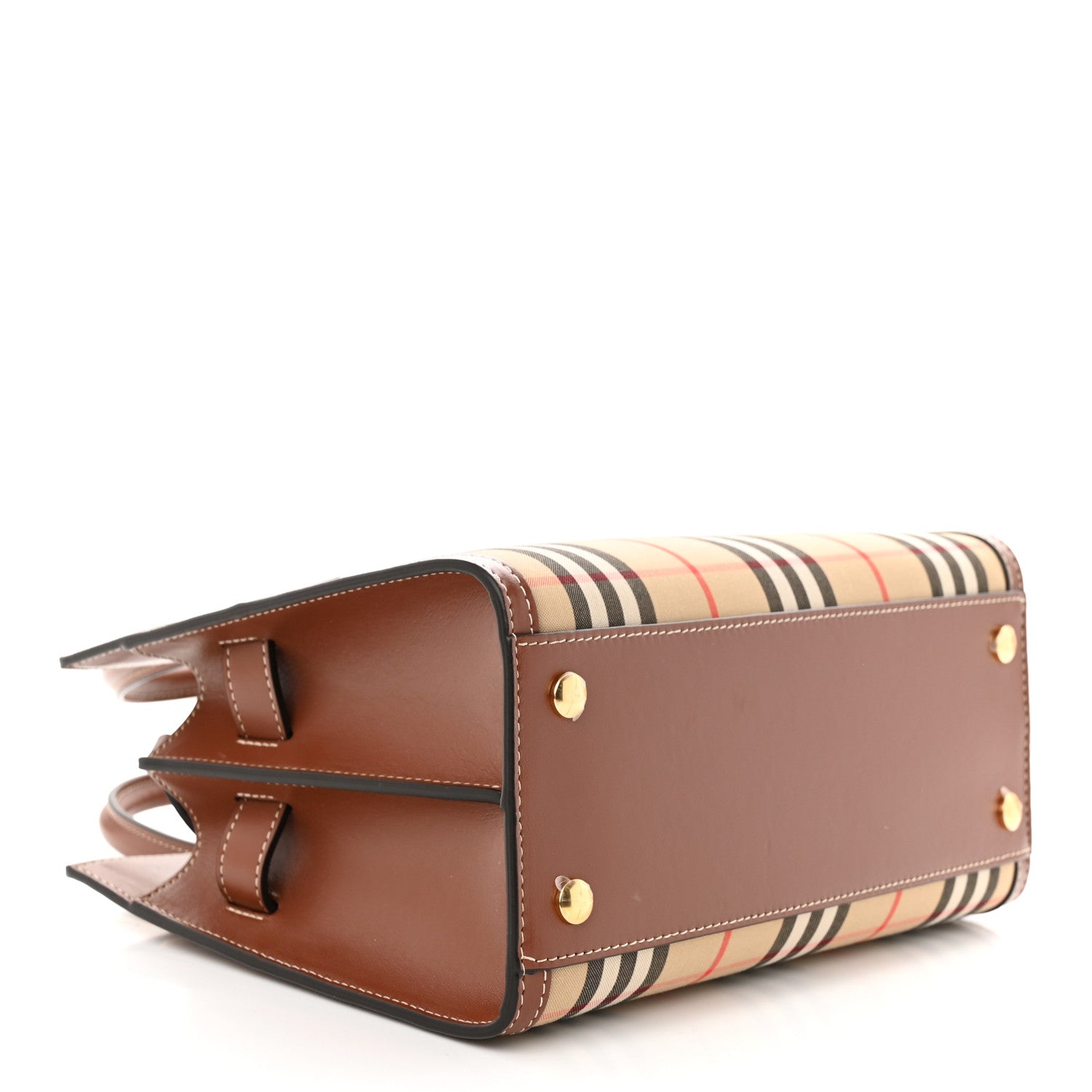 Burberry Calfskin Vintage Check Mini Two Handle Title Bag Archive Beige 4 of 9