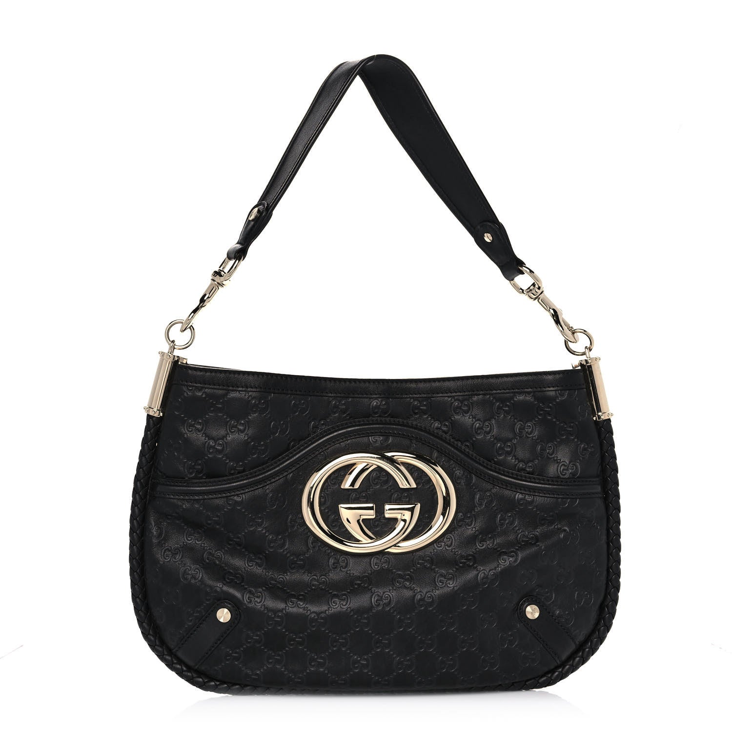 Gucci Guccissima Britt Medium Shoulder Bag Black 1 of 10