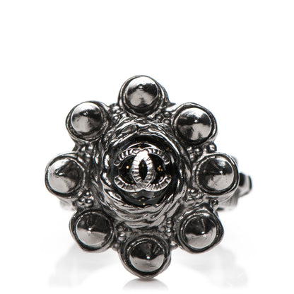 Chanel Ruthenium Studded CC Ring 7 1 of 5