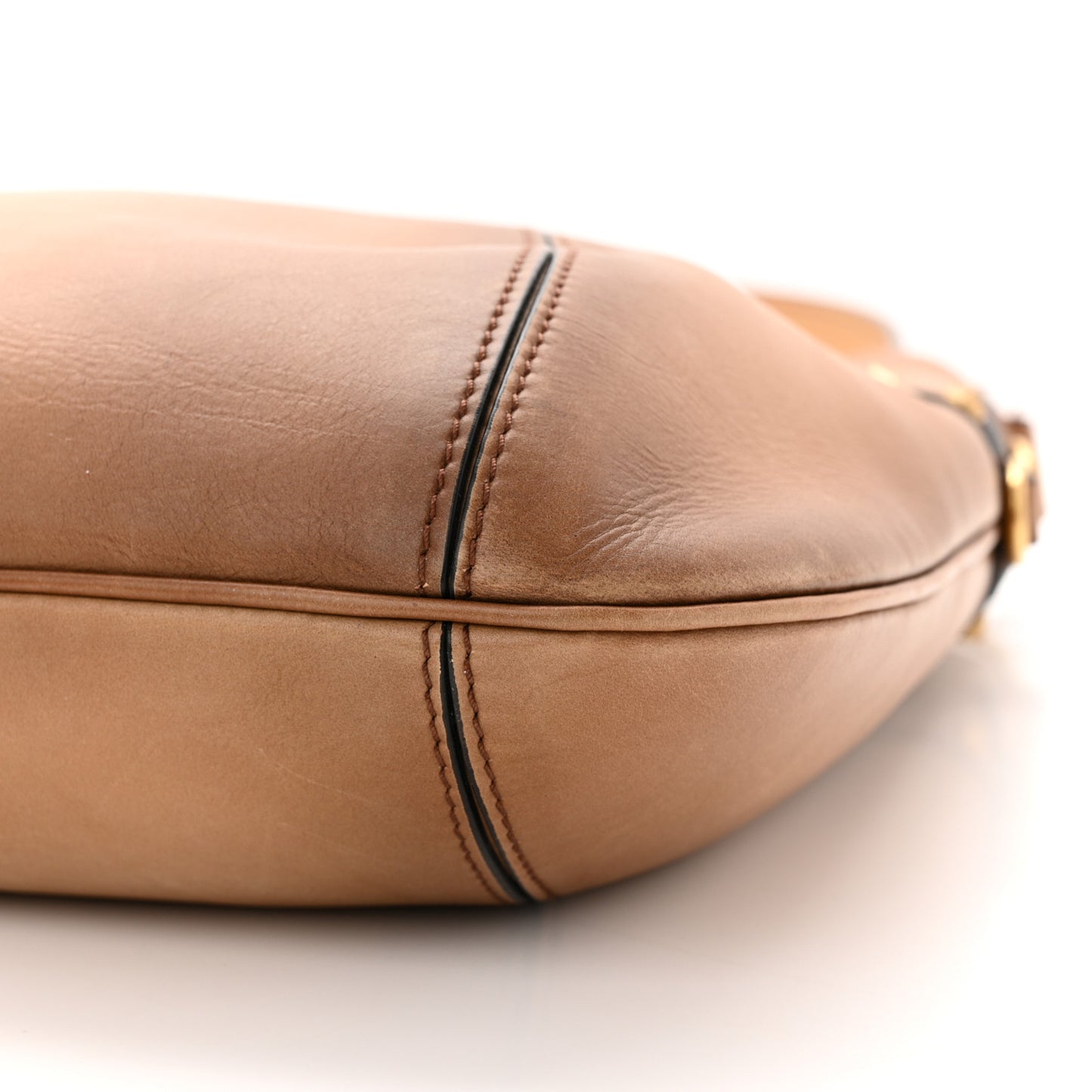 Buffed Calfskin Medium Twinkle Studs Hobo Camel