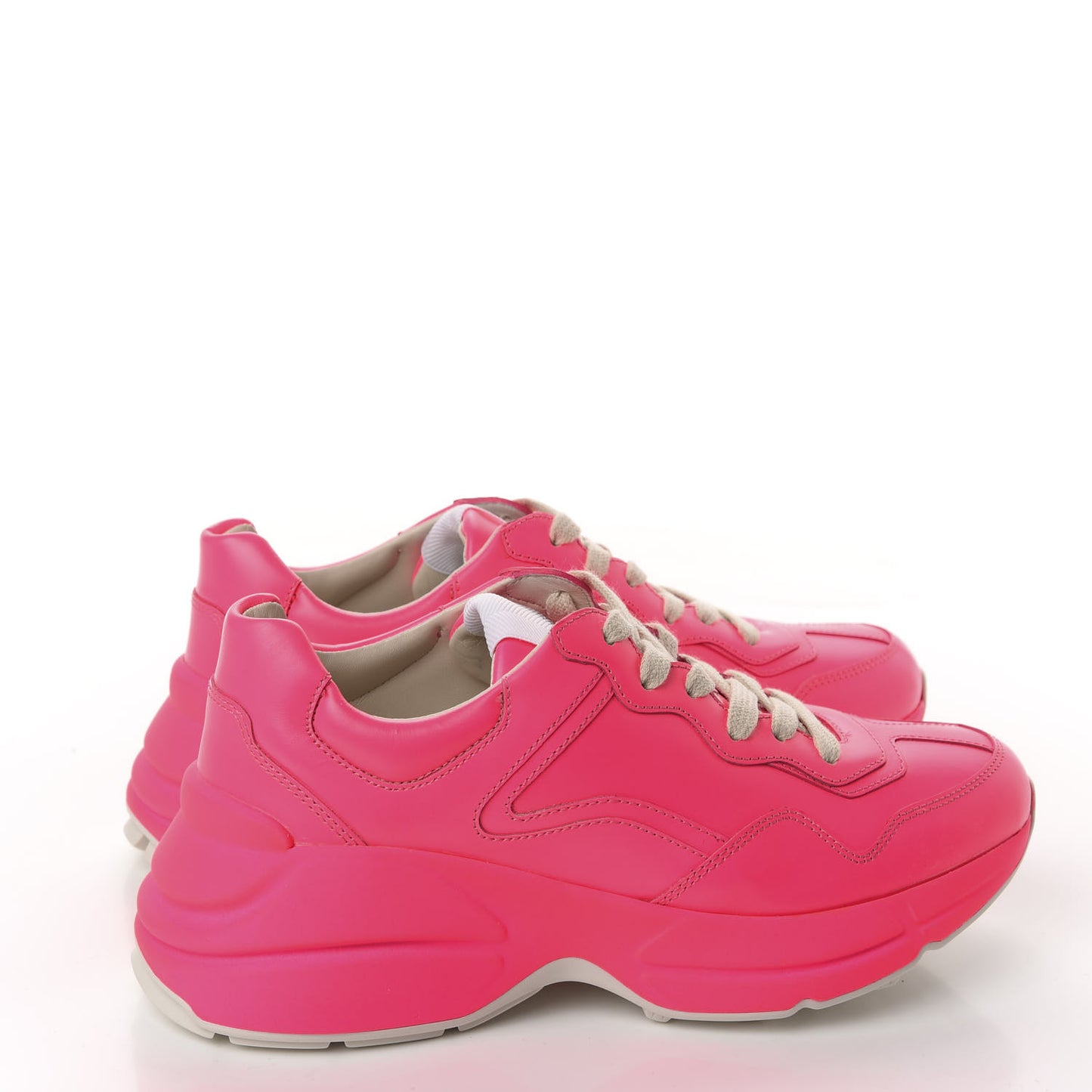 Calfskin Womens Rhyton Sneakers 36.5 Fluo Fuxia