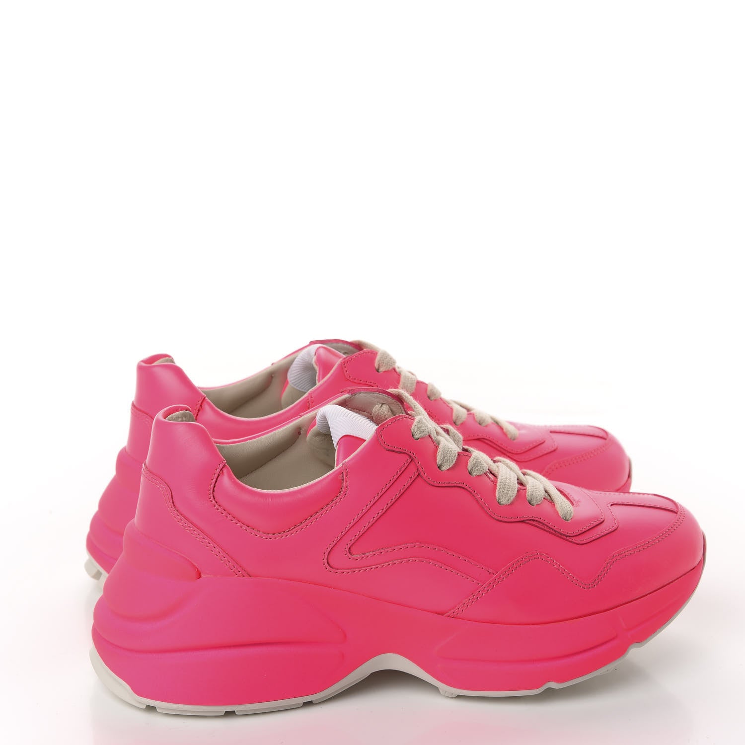 Gucci Calfskin Womens Rhyton Sneakers 36.5 Fluo Fuxia 4 of 10