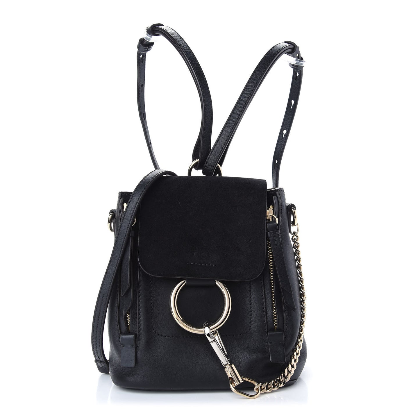 Suede Calfskin Mini Faye Backpack Black