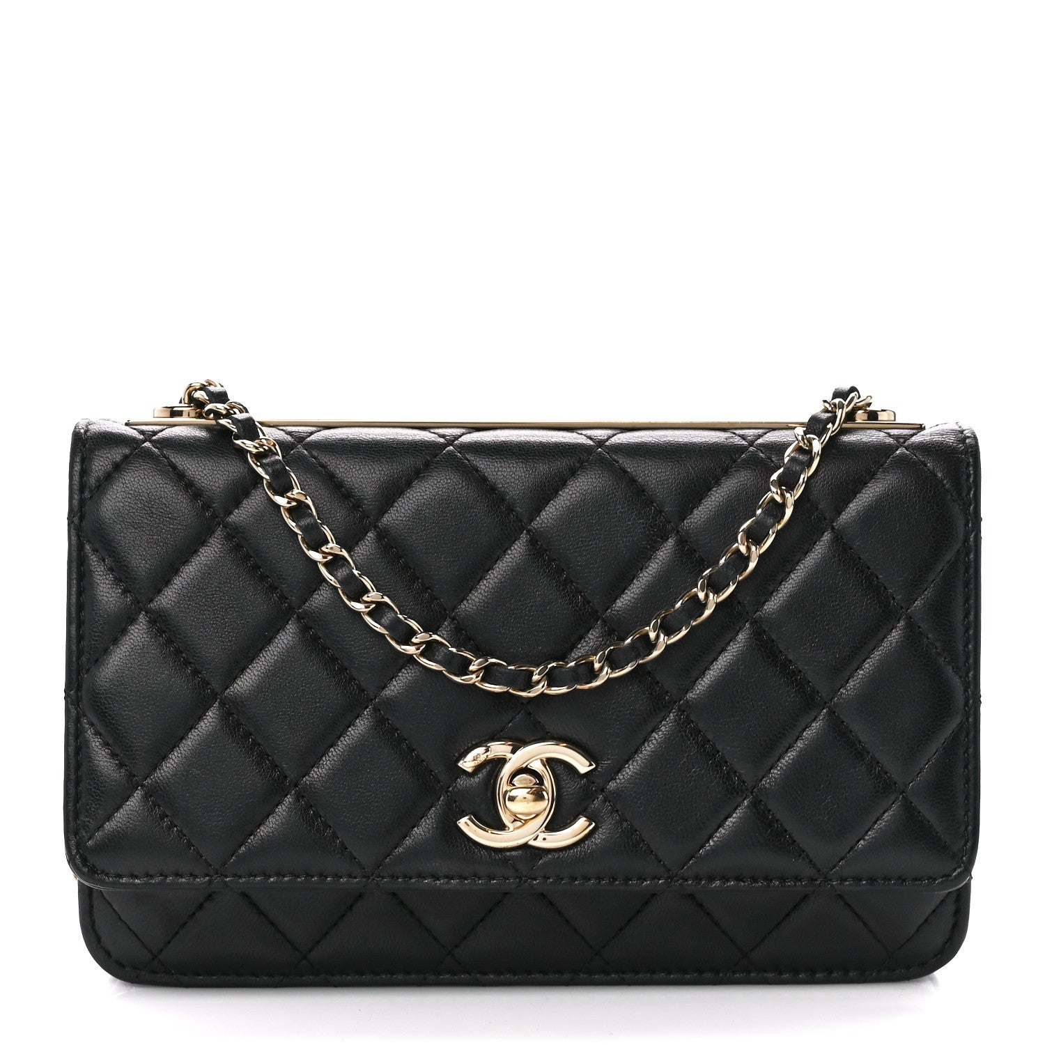Chanel Lambskin Quilted Trendy CC Wallet On Chain WOC Black 1 of 12