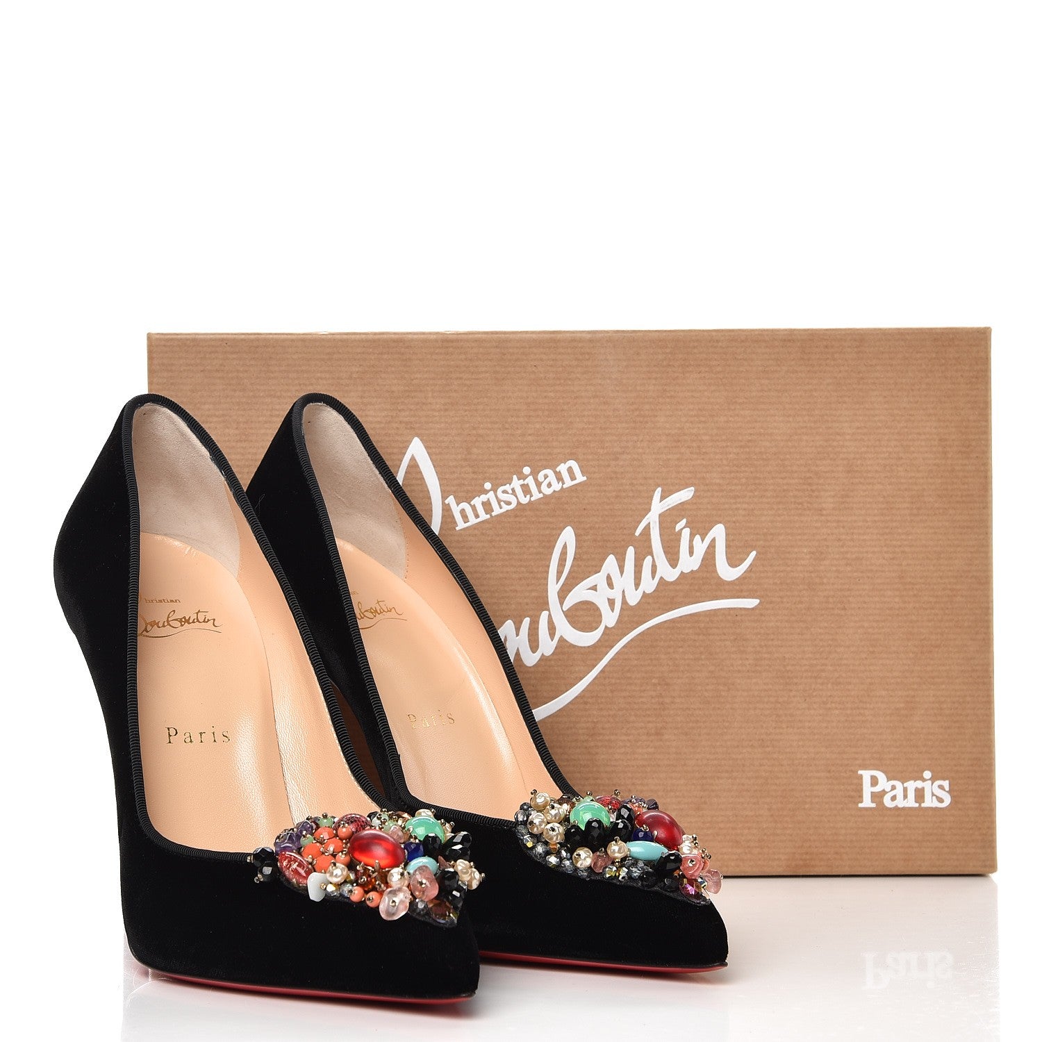 Christian Louboutin Velvet Diva Cora 100 Pumps 38.5 Black Multi 10 of 10