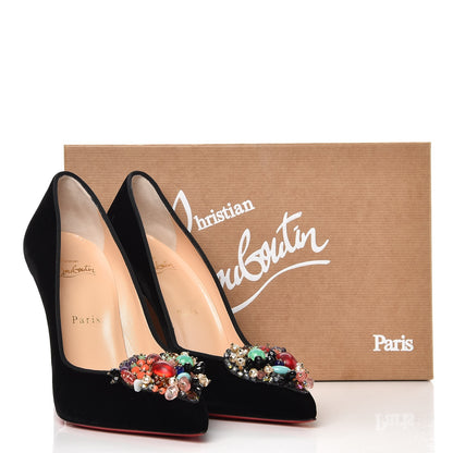 Christian Louboutin Velvet Diva Cora 100 Pumps 38.5 Black Multi 10 of 10