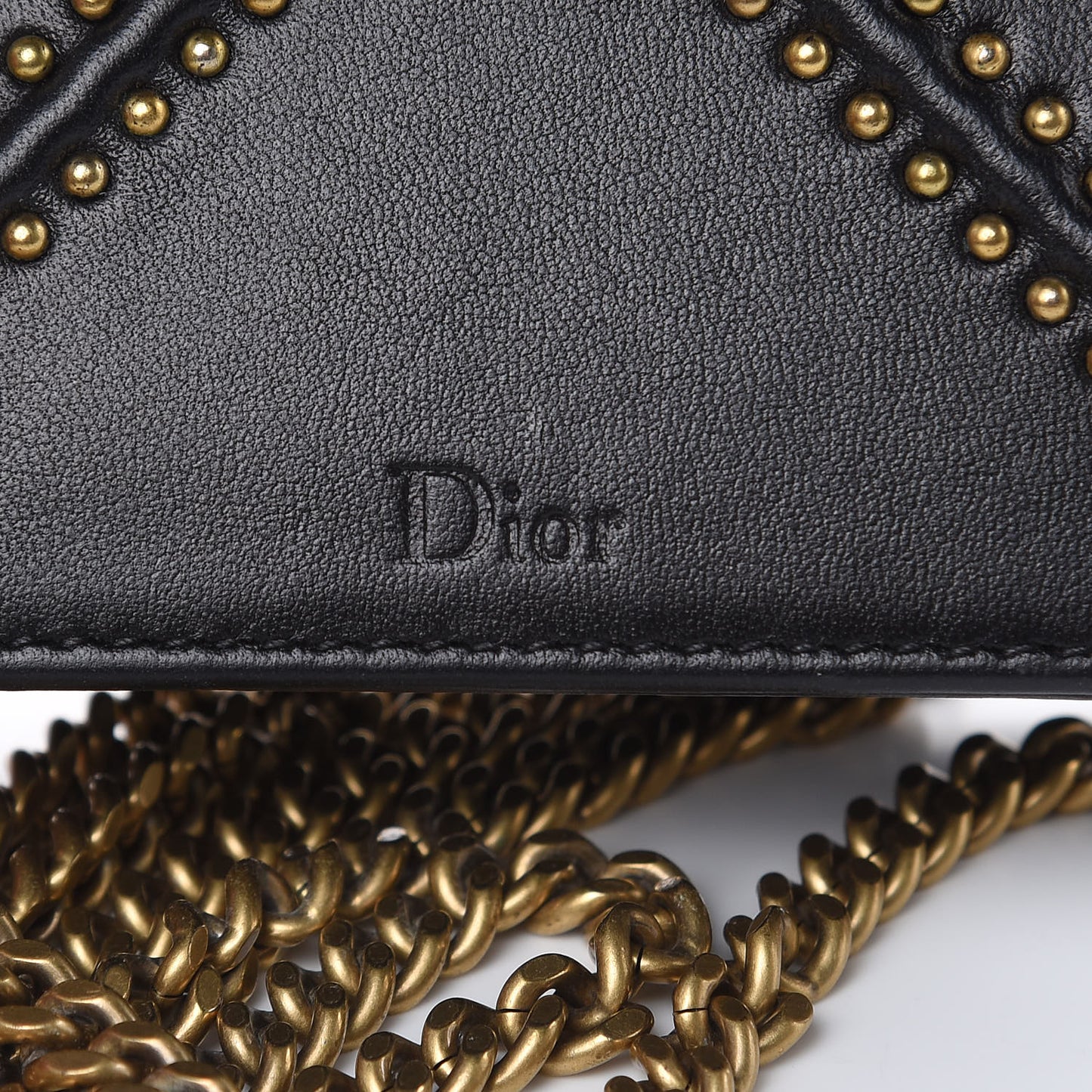 Lambskin Studded Micro Diorama Flap Bag Black