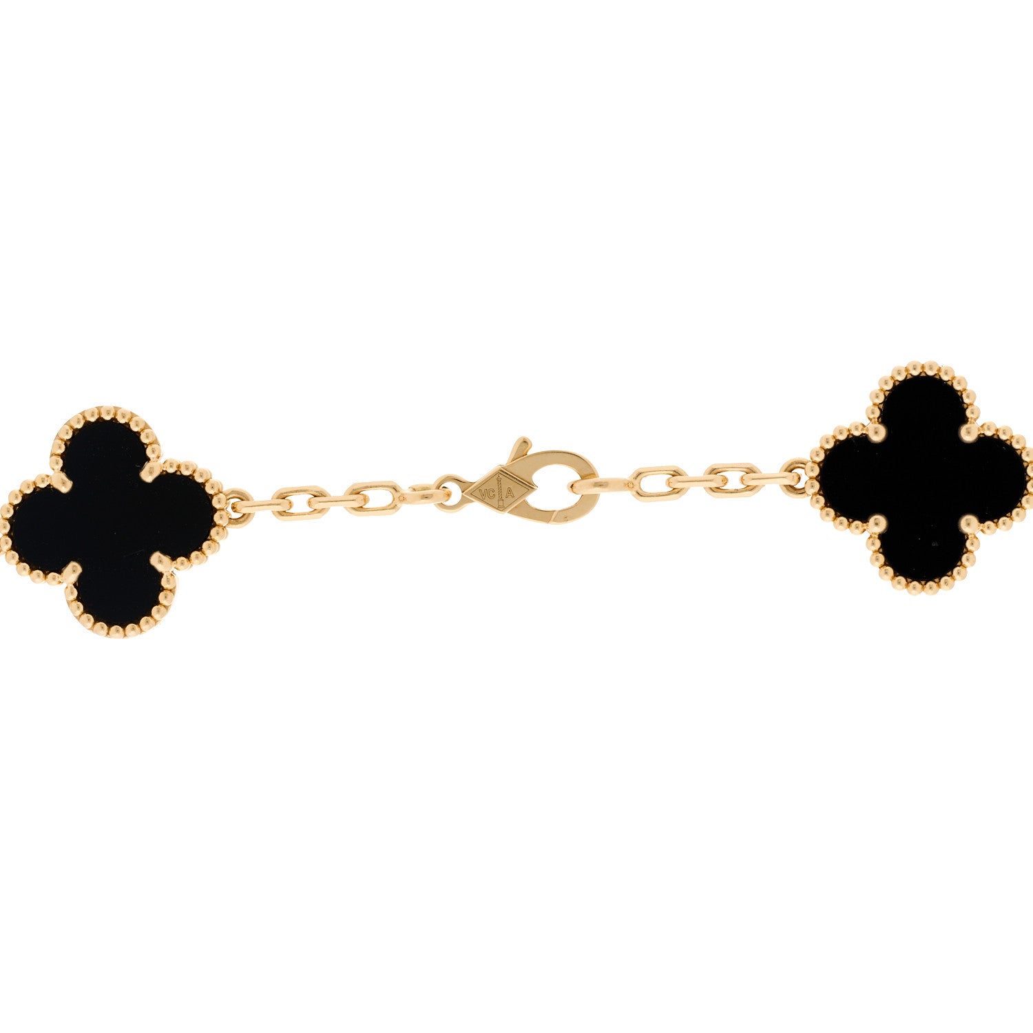 Van Cleef & Arpels 18K Yellow Gold Black Onyx 20 Motifs Vintage Alhambra Necklace 4 of 6