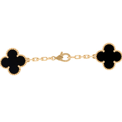 Van Cleef & Arpels 18K Yellow Gold Black Onyx 20 Motifs Vintage Alhambra Necklace 4 of 6