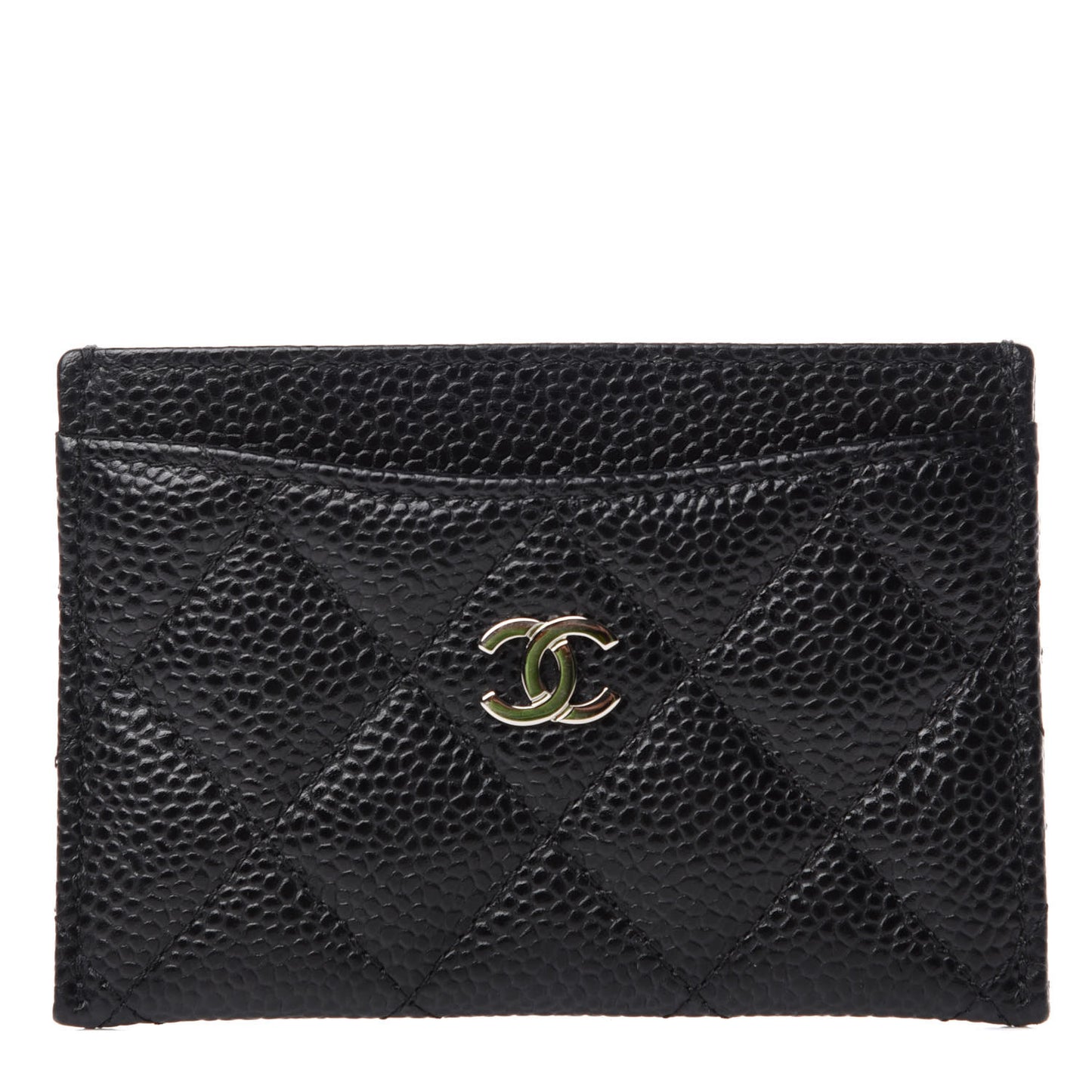 Caviar Quilted Card Holder Black