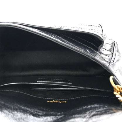 Saint Laurent Crinkled Lambskin Matelasse Monogram Baby Niki Chain Satchel Black 5 of 9