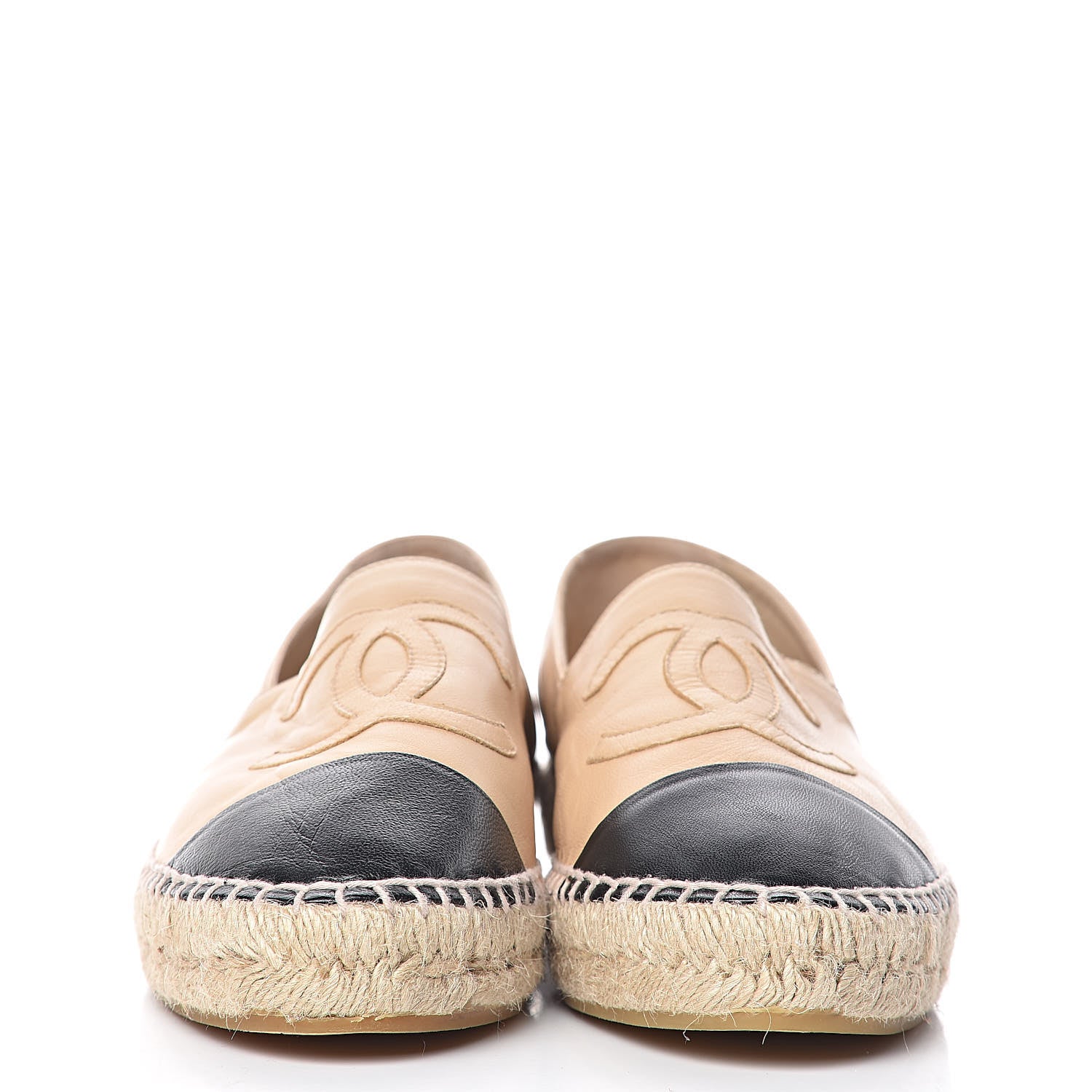 Chanel Lambskin CC Espadrilles 39 Beige Black 2 of 14